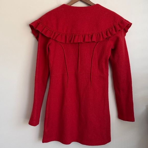 HWR Anthropologie Herlev 100% Boiled Wool Poppy Sweater Coat Oversized Collar - Picture 3 of 7